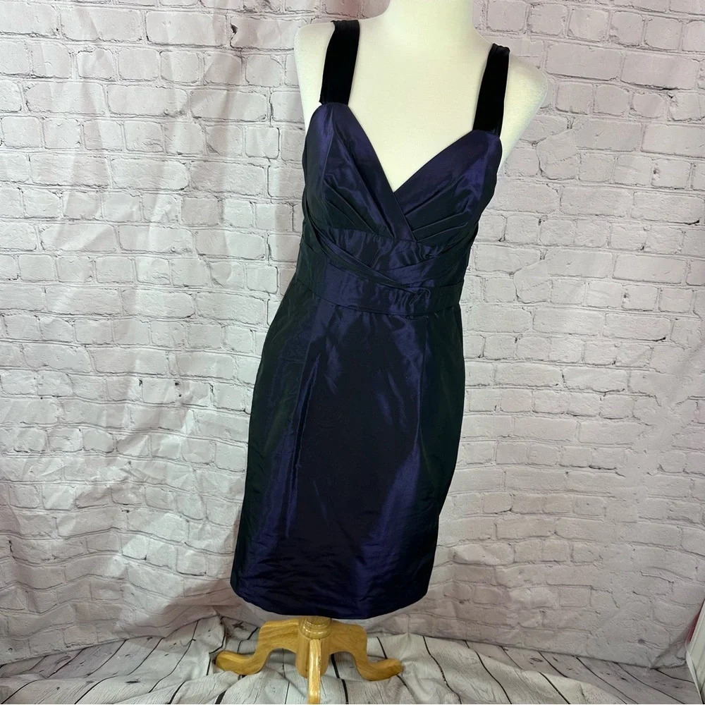 banana republic iridescent taffeta purple sleeveless fitted dress sz 6